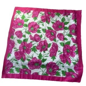 Liz Sinclair scarf‎ Roses Floral 30x30 Pink Italy